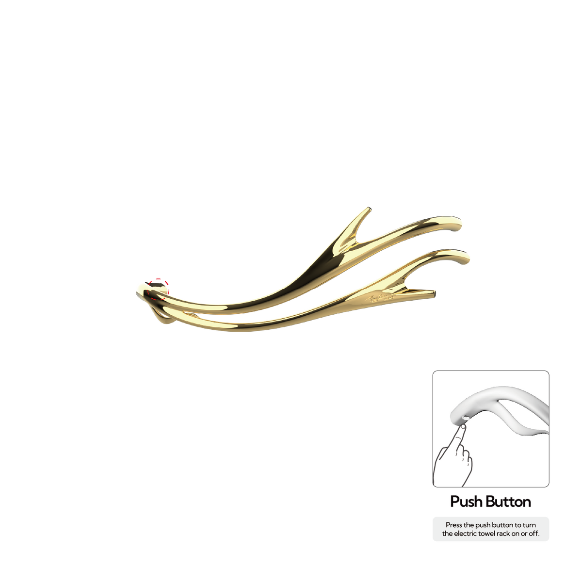 P&Bhusri S2-M-LGD-N Golden Antlers Towel Warmer in PVD Polished Luxury Gold