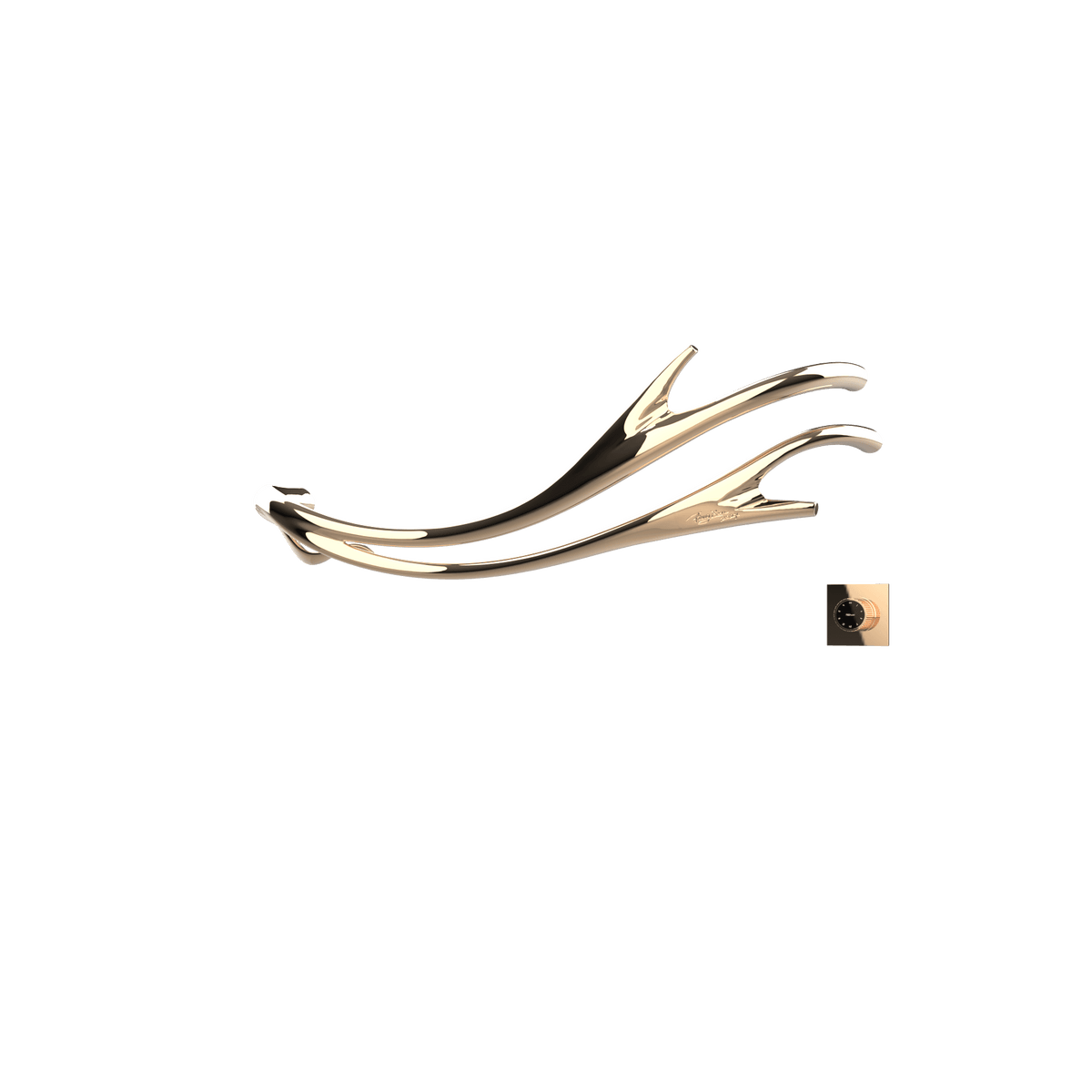 P&Bhusri S2-M-PBZ-XM Golden Antlers Towel Warmer in PVD Polished Bronze