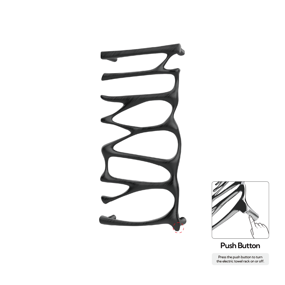 P&Bhusri S5-M-BBN-N Provence Towel Warmer in PVD Brushed Black Nickel