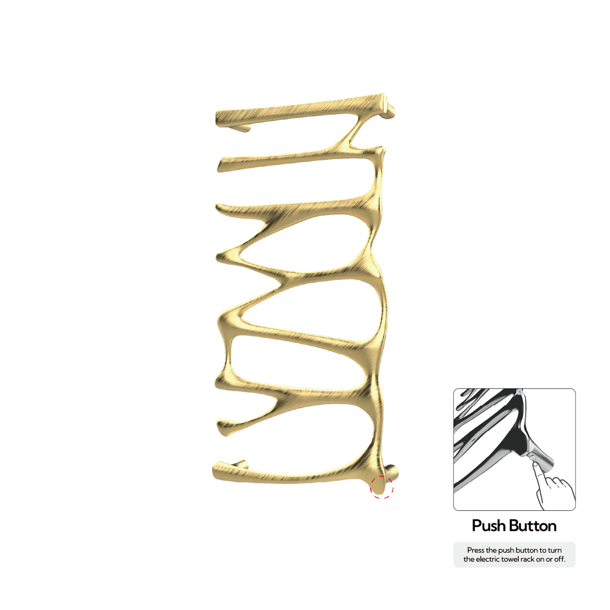 P&Bhusri S5-M-BBR-N Provence Towel Warmer in PVD Brushed Brass