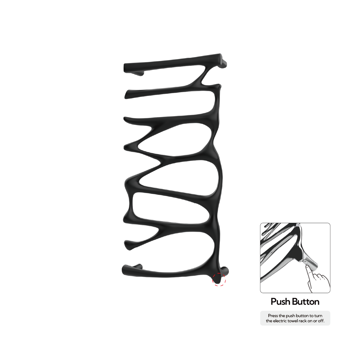 P&Bhusri S5-M-BLK-N Provence Towel Warmer in Matte Black