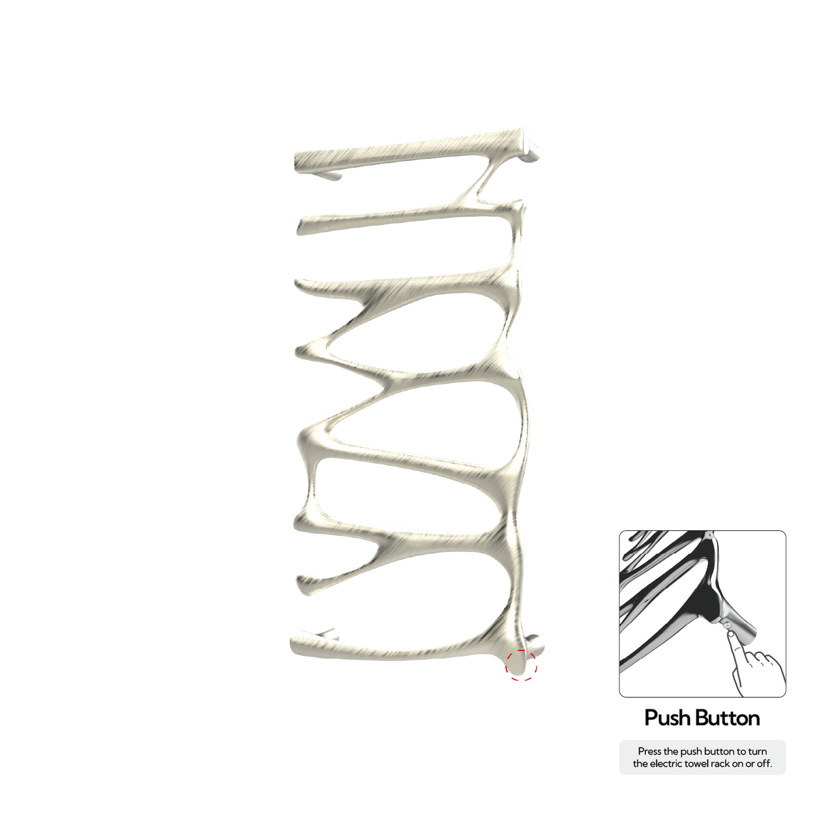 P&Bhusri S5-M-BWG-N Provence Towel Warmer in PVD Brushed White Gold