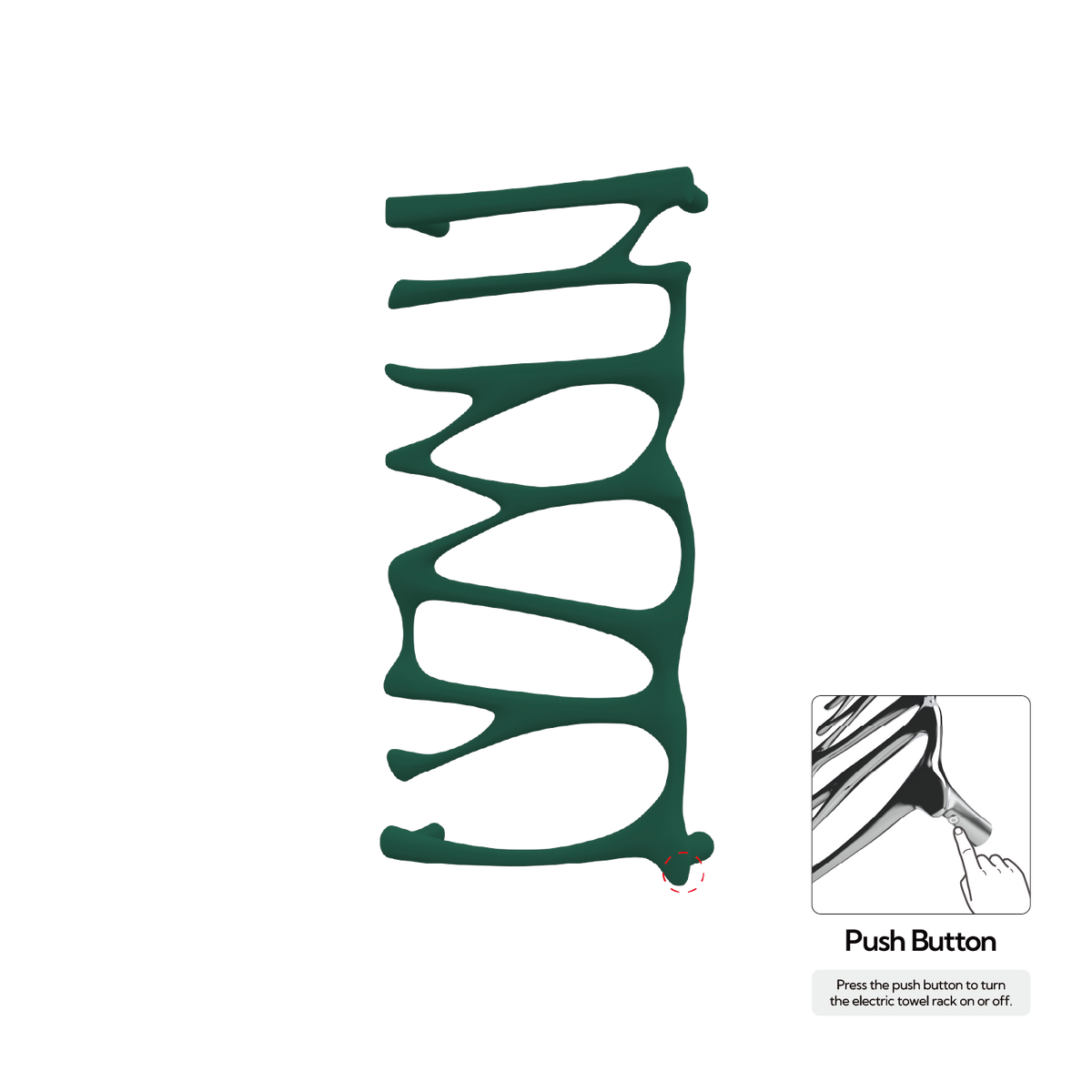 P&Bhusri S5-M-EGR-N Provence Towel Warmer in Emerald Green