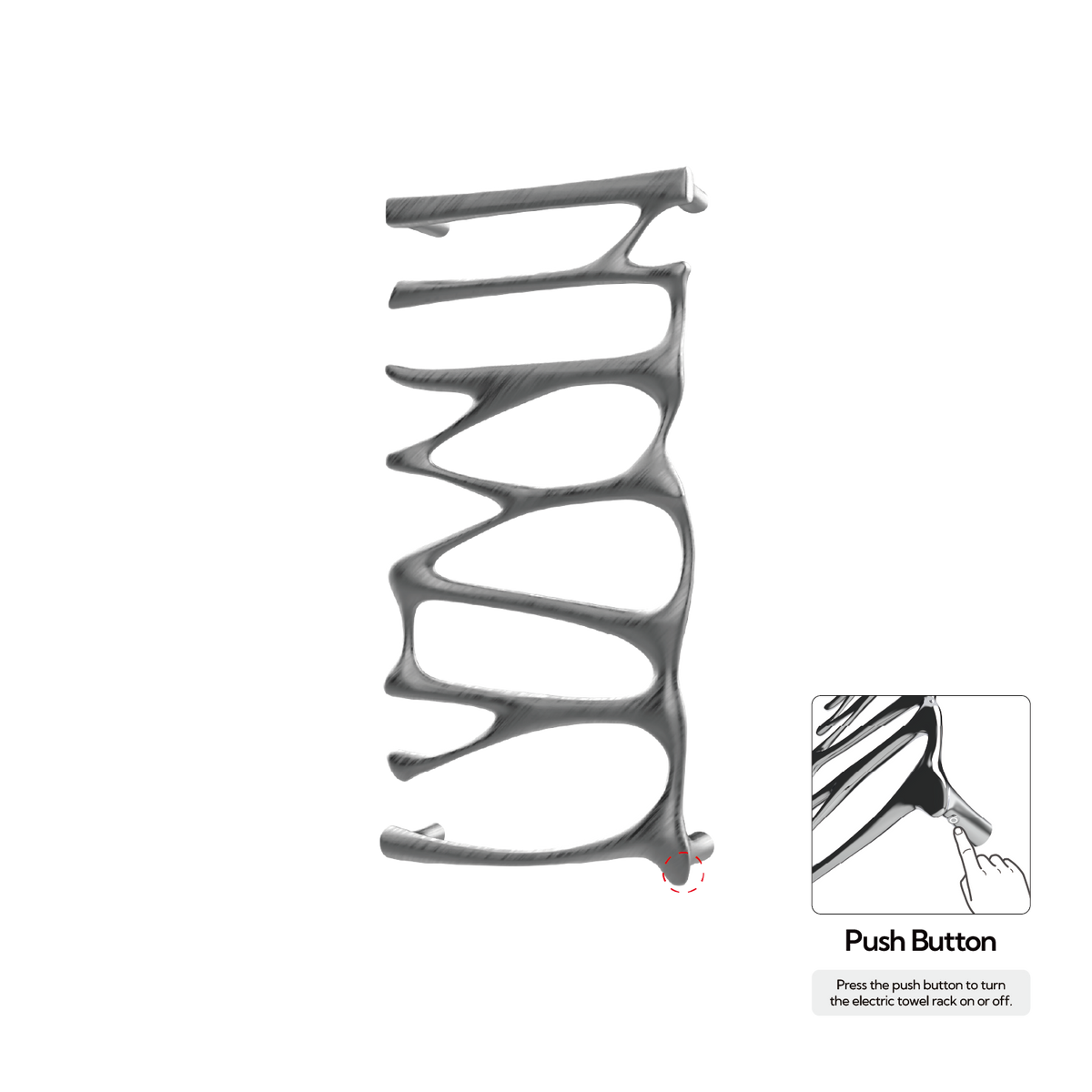 P&Bhusri S5-M-GML-N Provence Towel Warmer in PVD Gun Metal