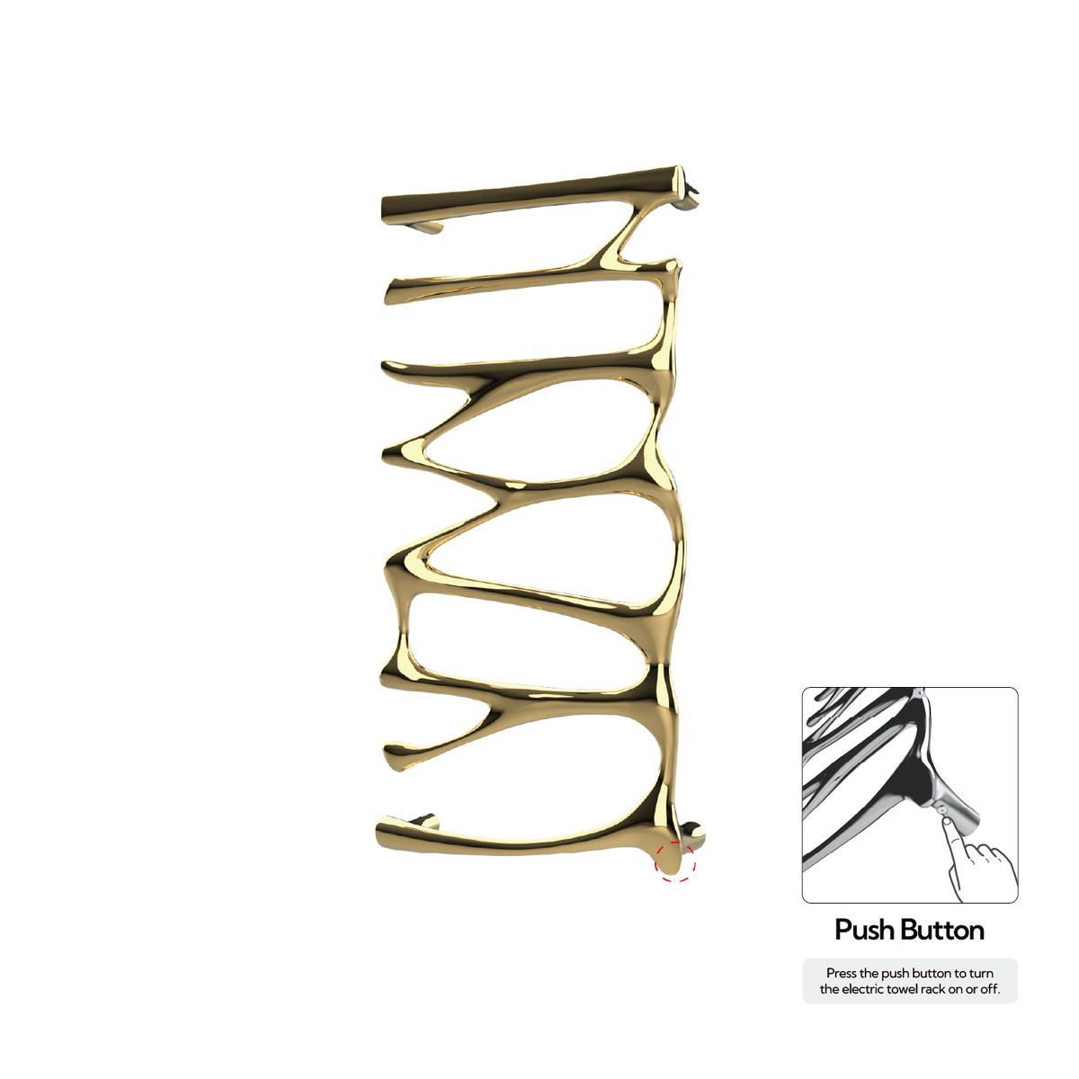P&Bhusri S5-M-LGD-N Provence Towel Warmer in PVD Polished Luxury Gold