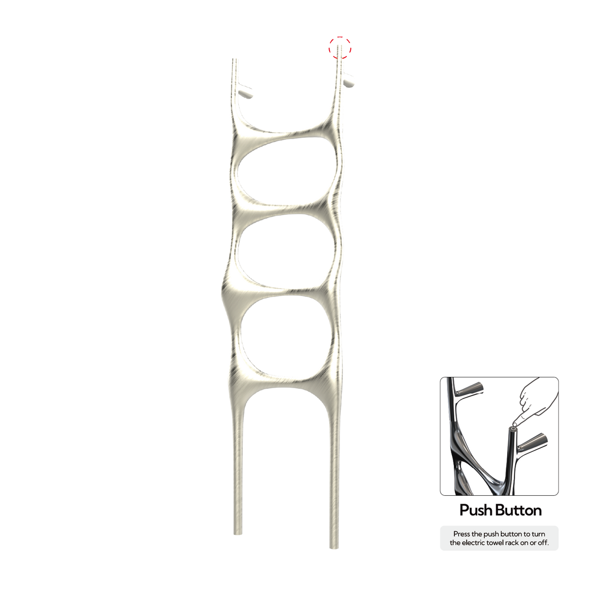 P&Bhusri S6-M-BWG-N Crete Palace Towel Warmer in PVD Brushed White Gold