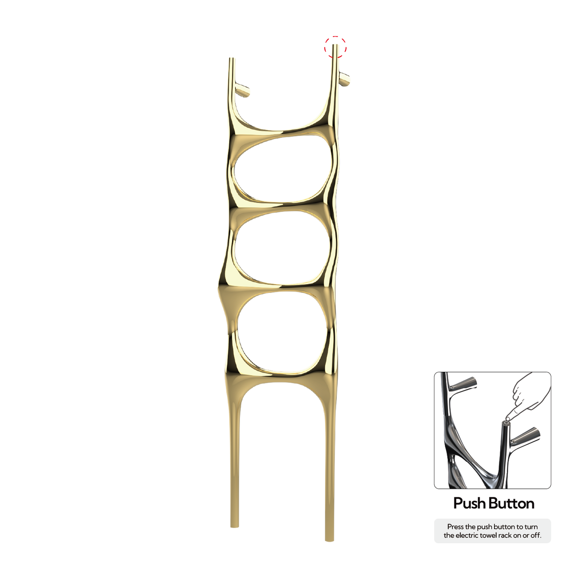 P&Bhusri S6-M-PBR-N Crete Palace Towel Warmer in PVD Polished Brass