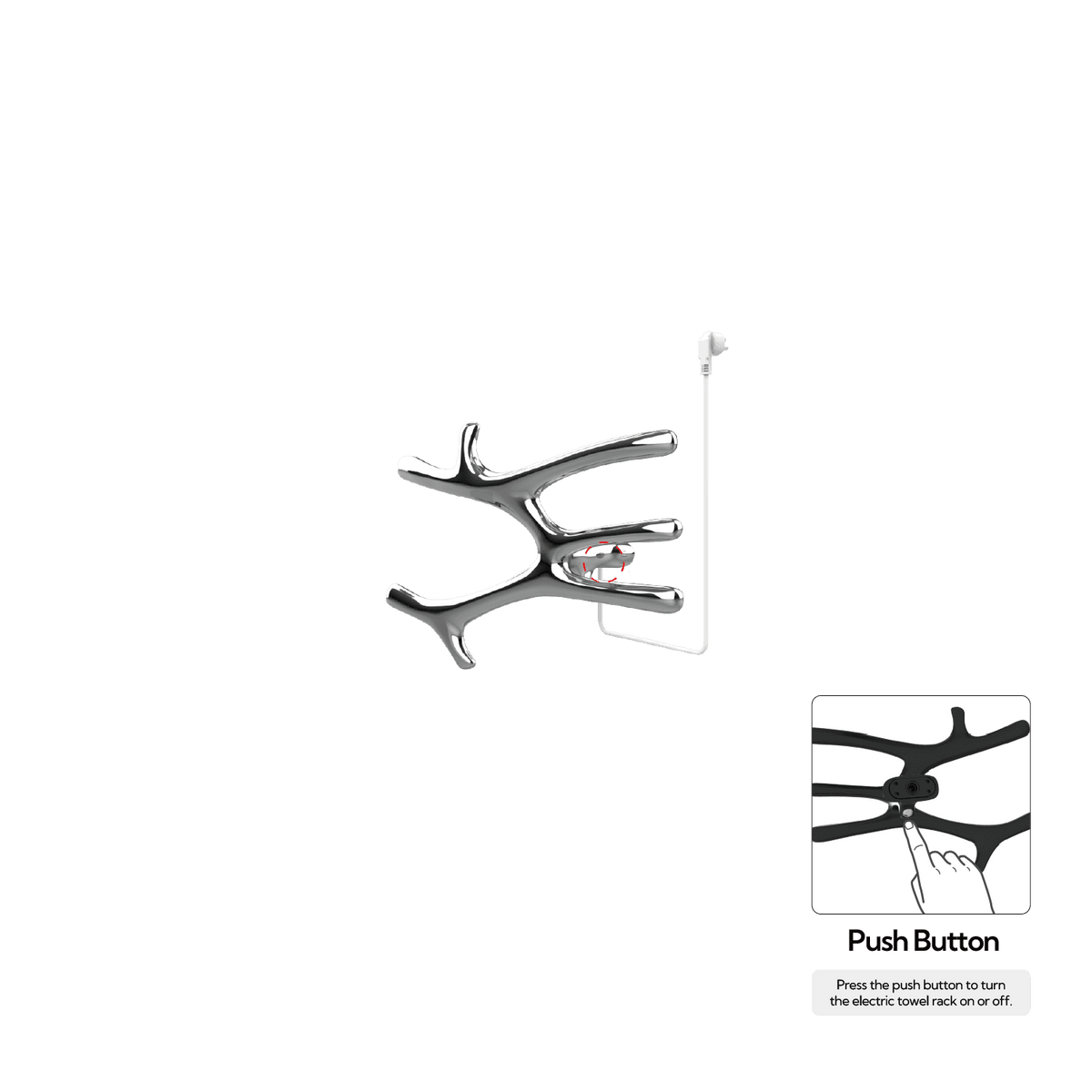 P&Bhusri S7-M-CHR-N-DO Daphne's Branch Medium Towel Warmer in Polished Chrome