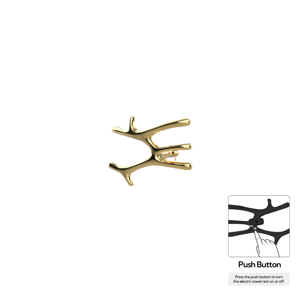 P&Bhusri S7-M-LGD-N Daphne's Branch Medium Towel Warmer in PVD Polished Luxury Gold