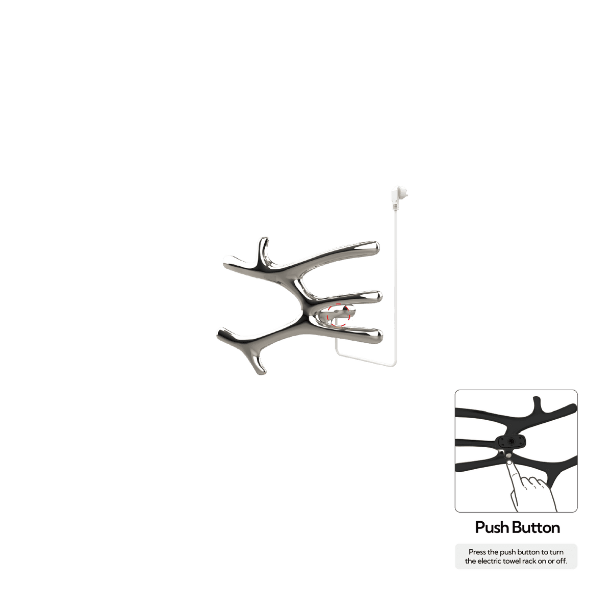 P&Bhusri S7-M-PNI-N-DO Daphne's Branch Medium Towel Warmer in PVD Polished Nickel