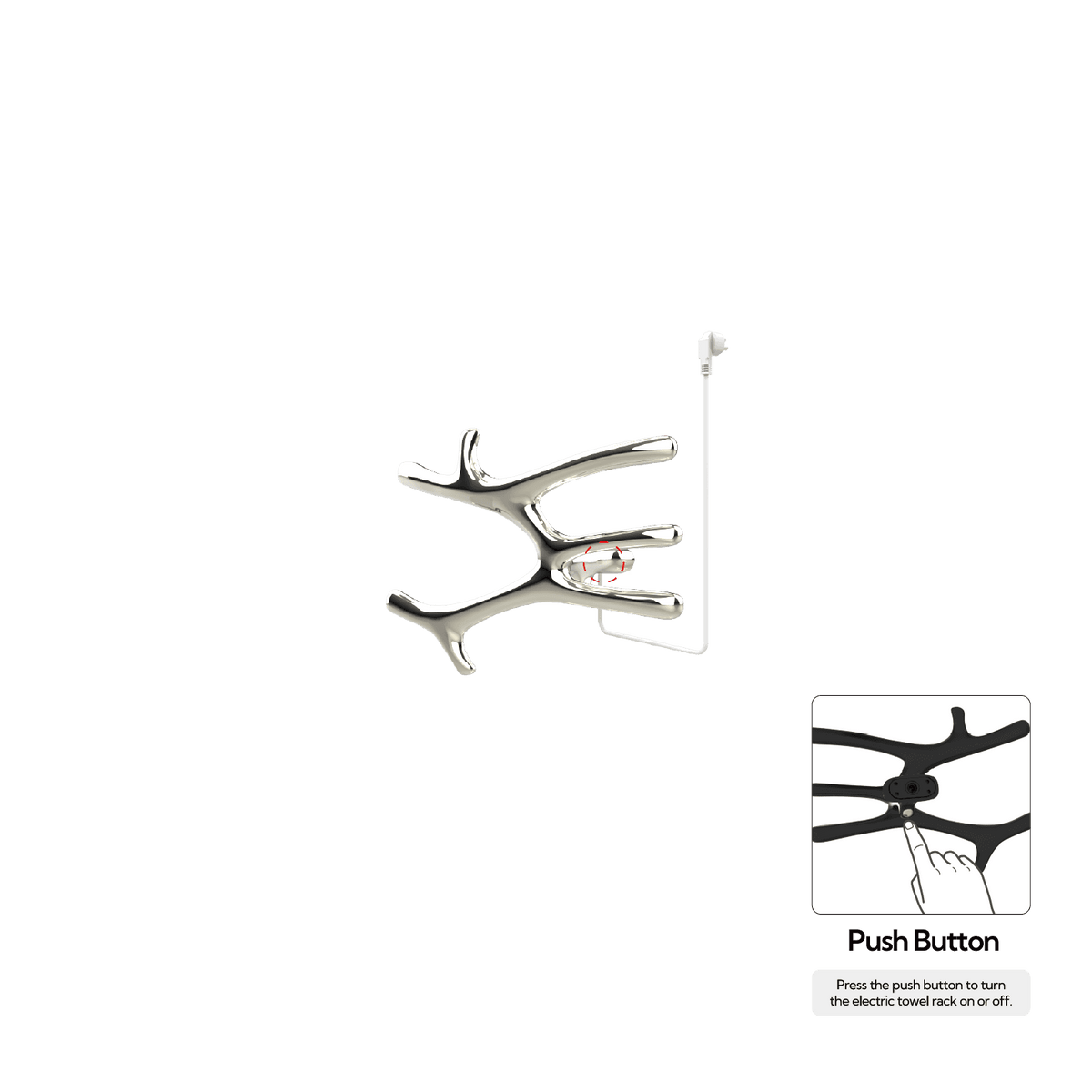 P&Bhusri S7-M-PWG-N-DO Daphne's Branch Medium Towel Warmer in PVD Polished White Gold
