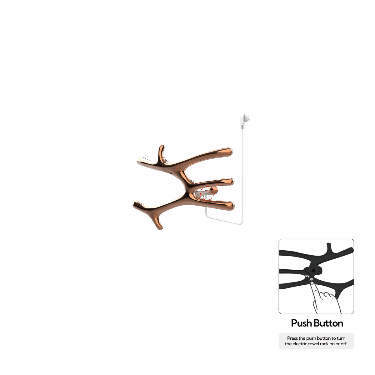P&Bhusri S7-M-RGD-N-DO Daphne's Branch Medium Towel Warmer in PVD Polished Rose Gold