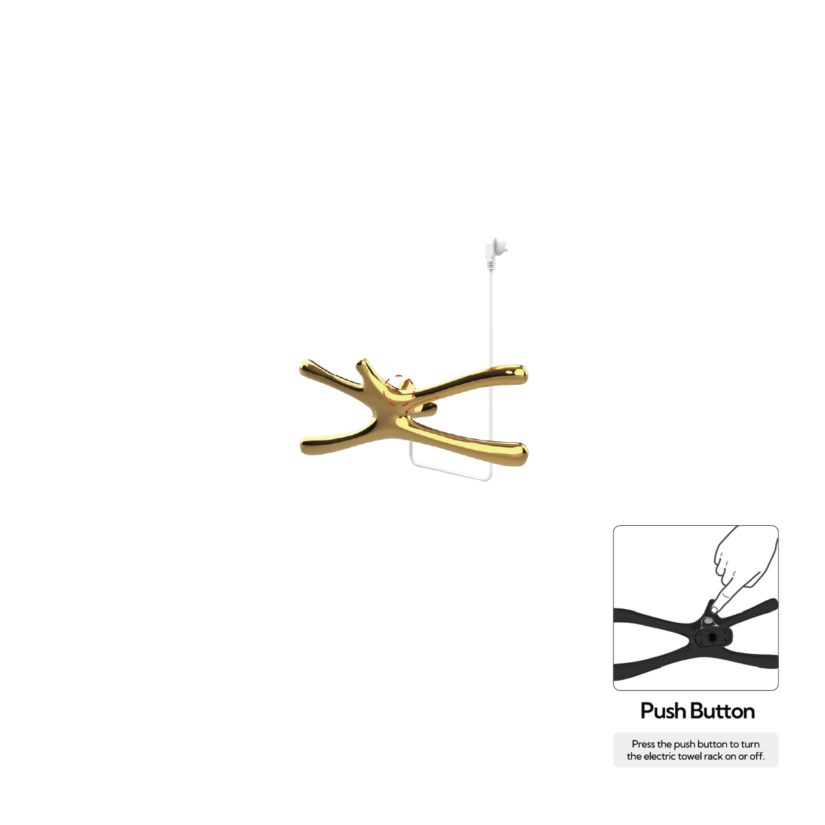 P&Bhusri S7-S-24K-N-DO Petit chauffe-serviettes Daphne's Branch en or PVD 24 carats