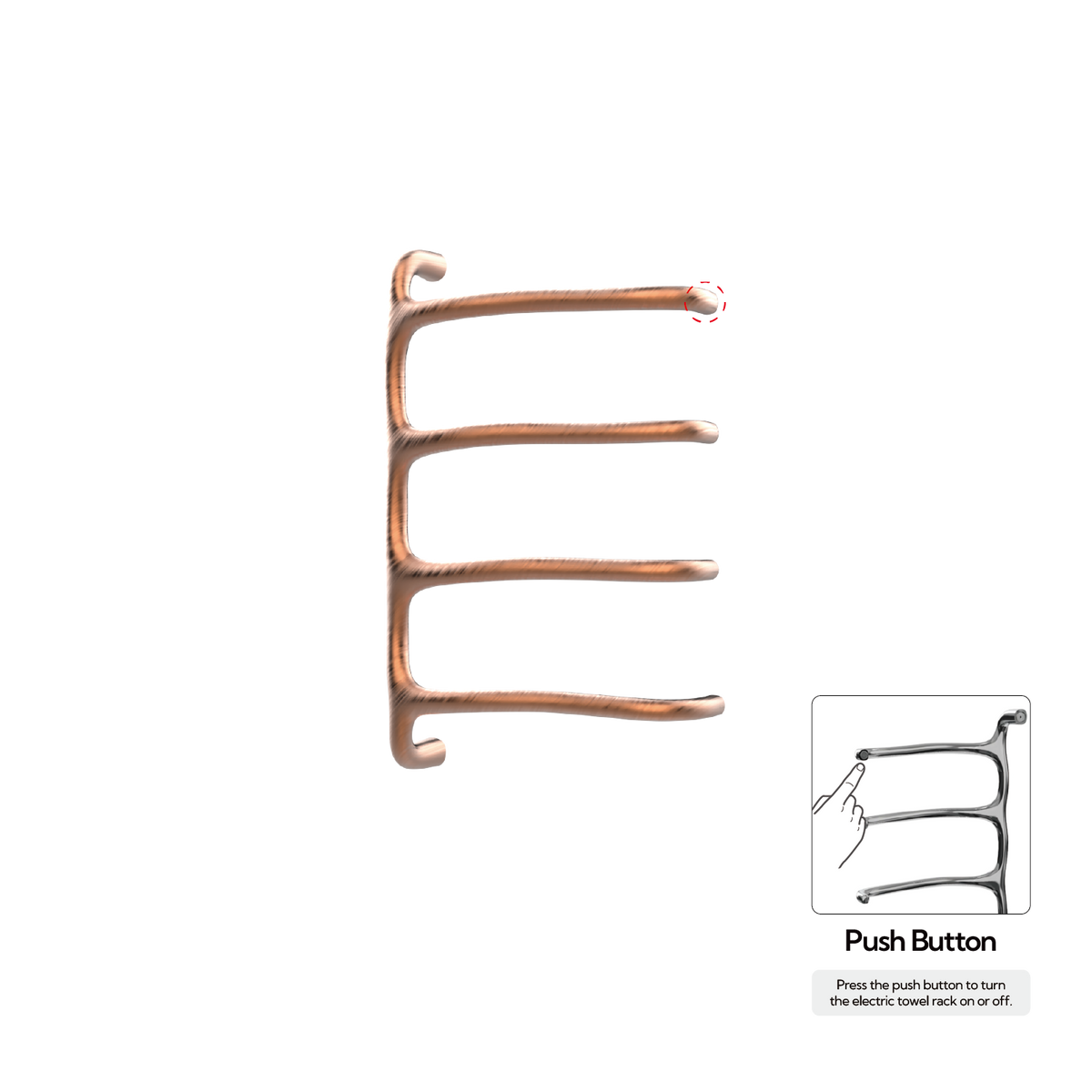 P&Bhusri S8-M-BRG-N Tuscany Glimmer Towel Warmer in PVD Brushed Rose Gold