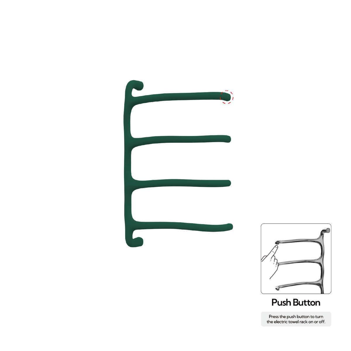 P&Bhusri S8-M-EGR-N Tuscany Glimmer Towel Warmer in Emerald Green