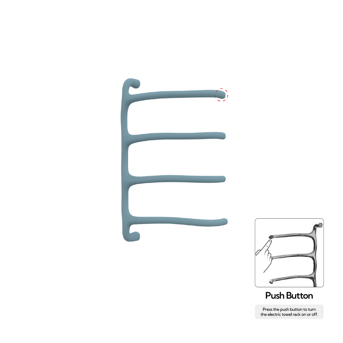 P&Bhusri S8-M-FBL-N Tuscany Glimmer Towel Warmer in Frost Blue