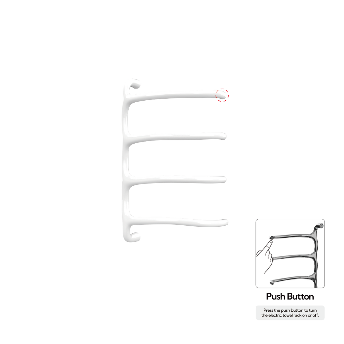 P&Bhusri S8-M-PWH-N Tuscany Glimmer Towel Warmer in Porcelain White