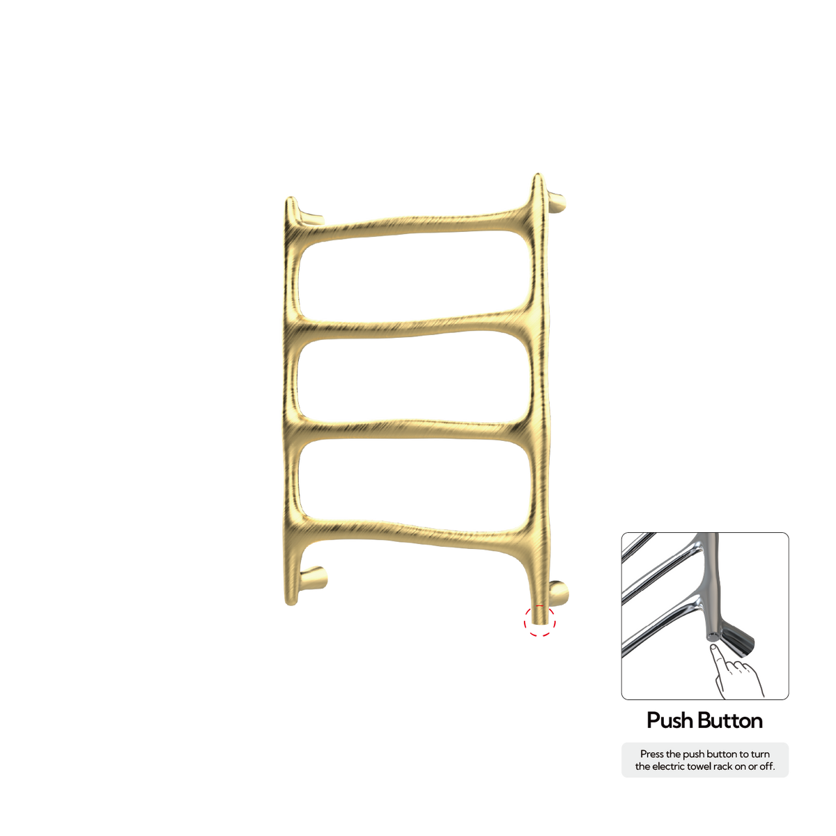 P&Bhusri S9-M-BBR-N Verona Towel Warmer in PVD Brushed Brass