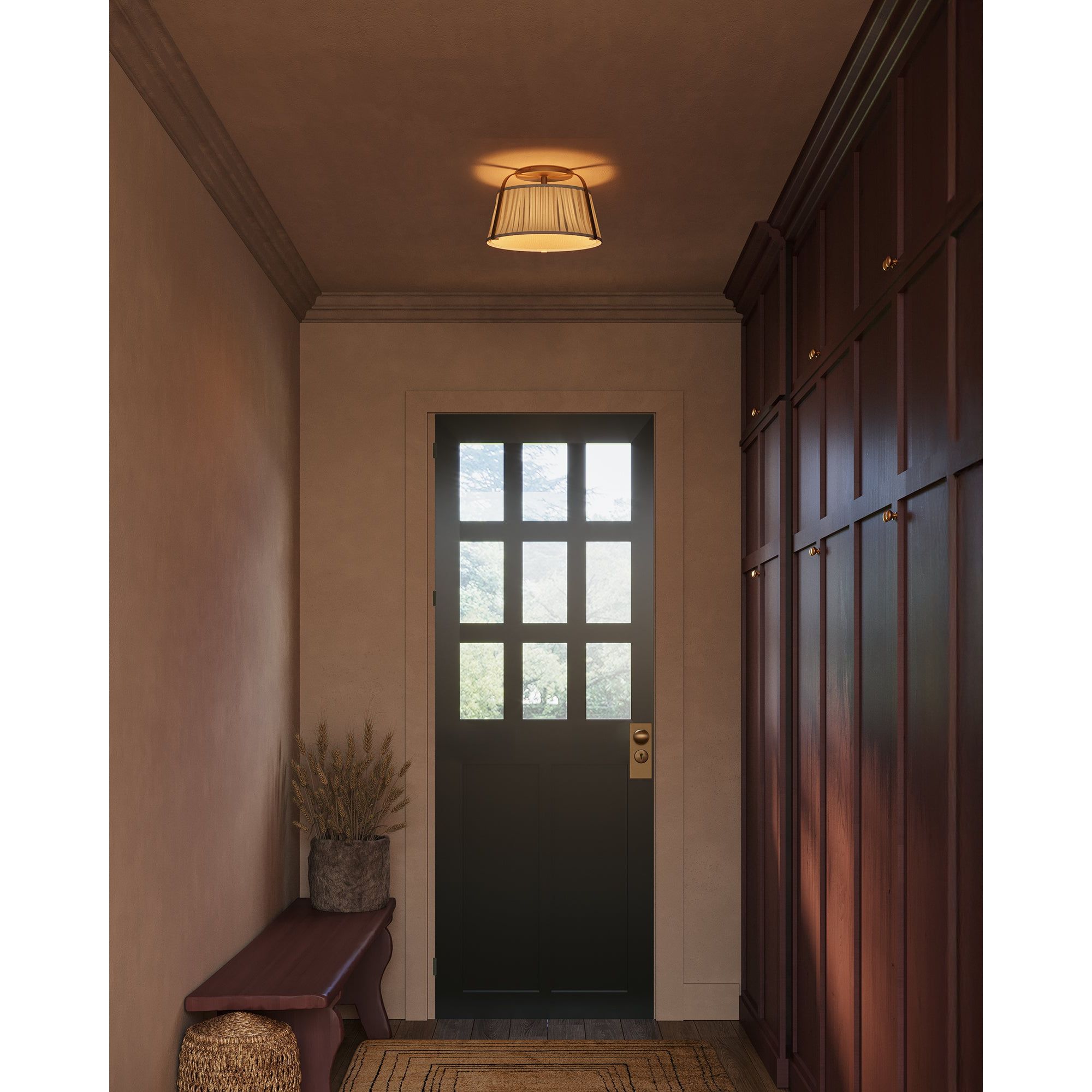 Alora Canada - SF675213BGGL - One Light Semi-Flush Mount - Scout - Brushed Gold/Green Linen