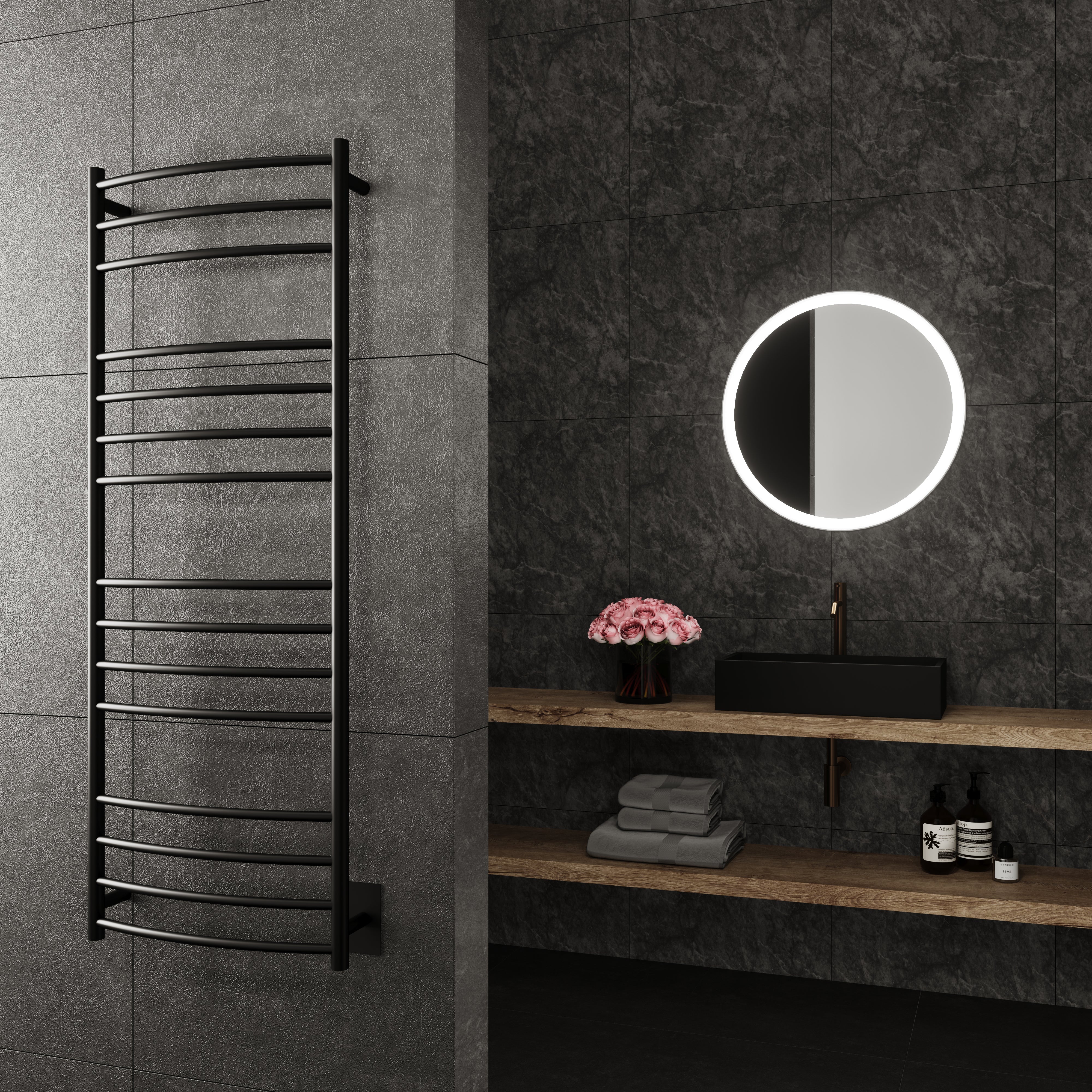 Paris Mirror - SELEBLK15 - Towel Warmer - Selene - Black