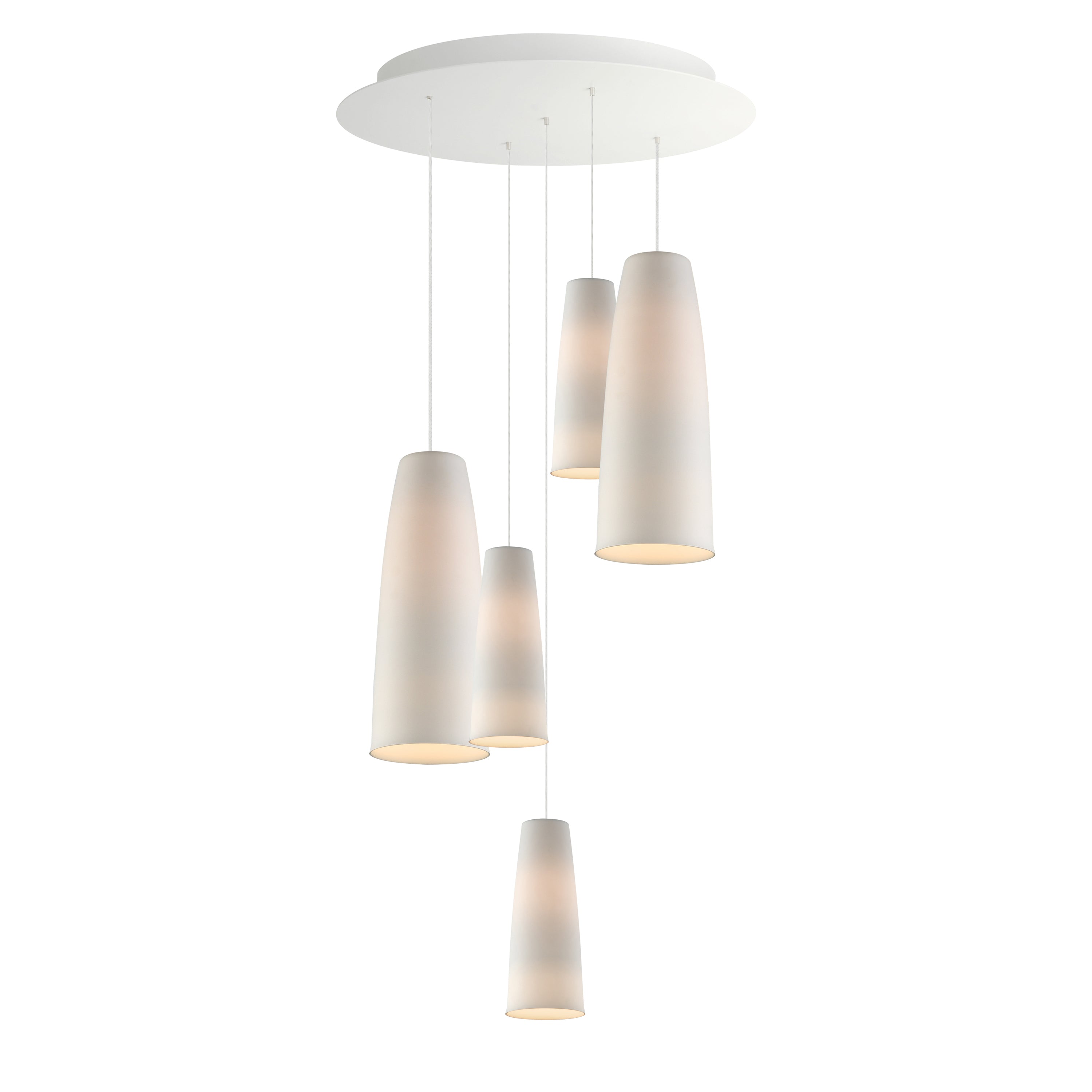 Studio M Lighting SM30005WT Stream Multi-Light Pendant in White, front view on white background