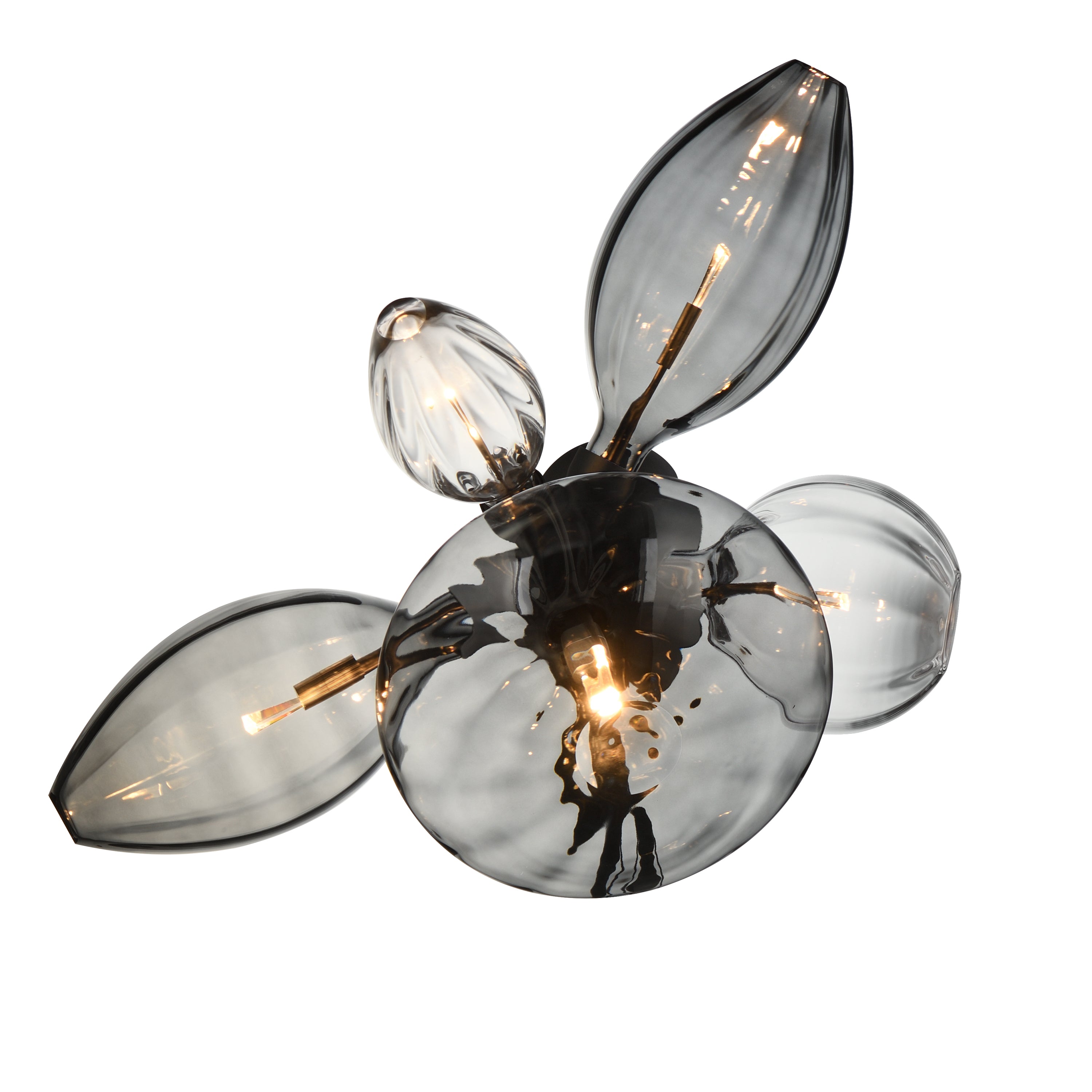 Studio M Lighting SM49300MSCLBK Ray Dance Cluster Wall Sconce in Black with Smoke and Clear glass, front view on white background