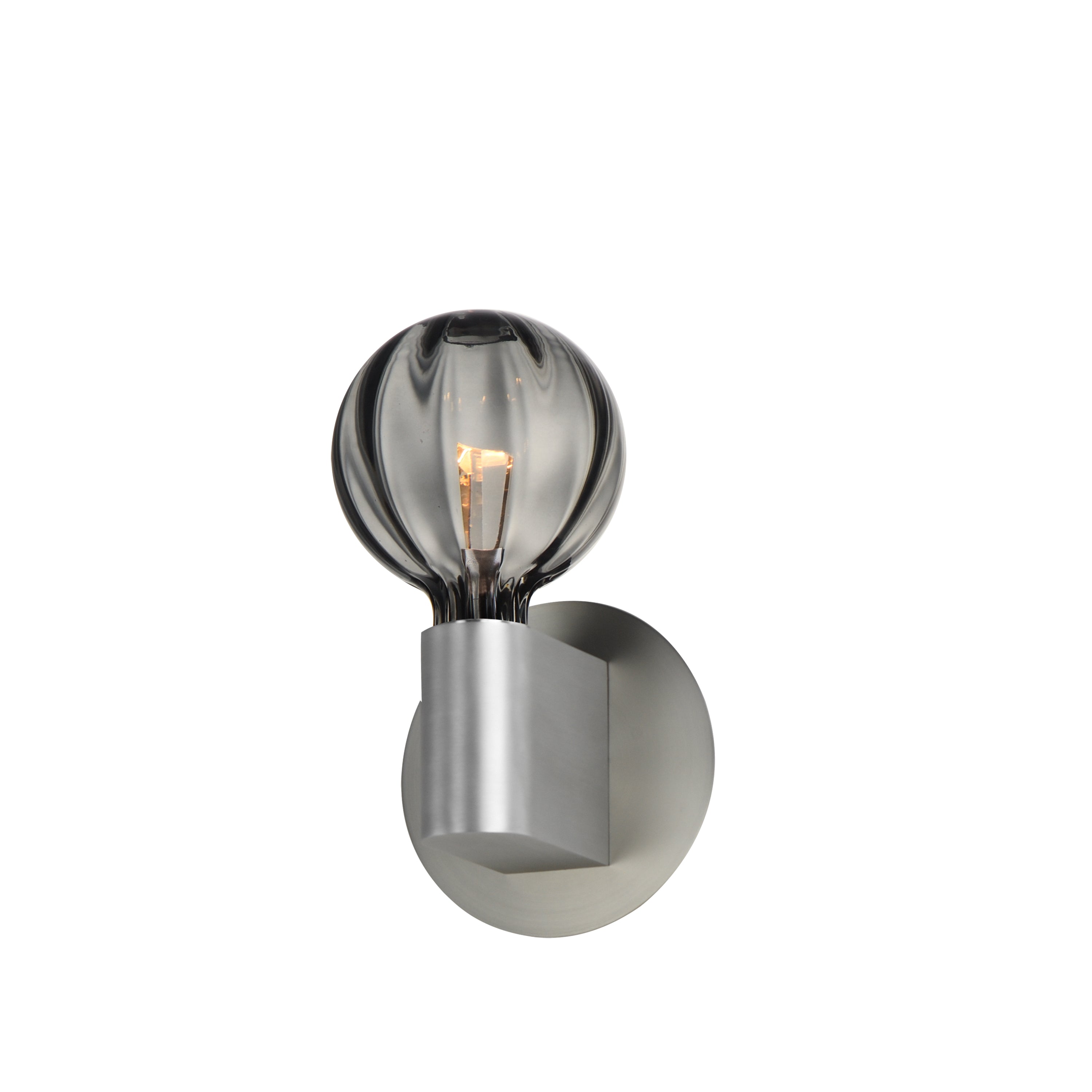 Studio M Lighting SM49324SMKAL Ray Dance Globe Wall Sconce in Brushed Aluminum with Mirror Smoke glass, front view on white background