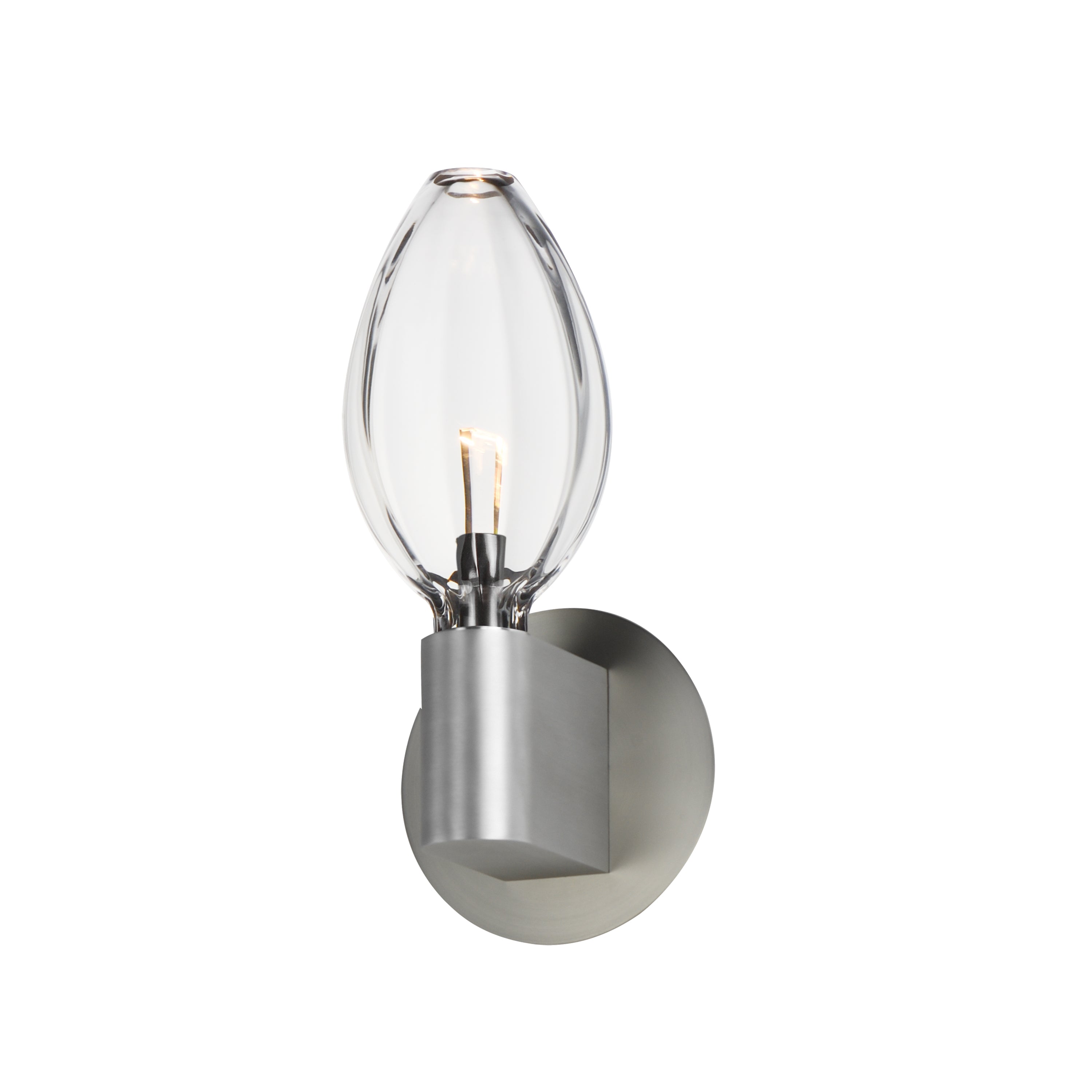 Studio M Lighting SM49325CLAL Ray Dance Olive Wall Sconce in Brushed Aluminum with Clear glass, front view on white background