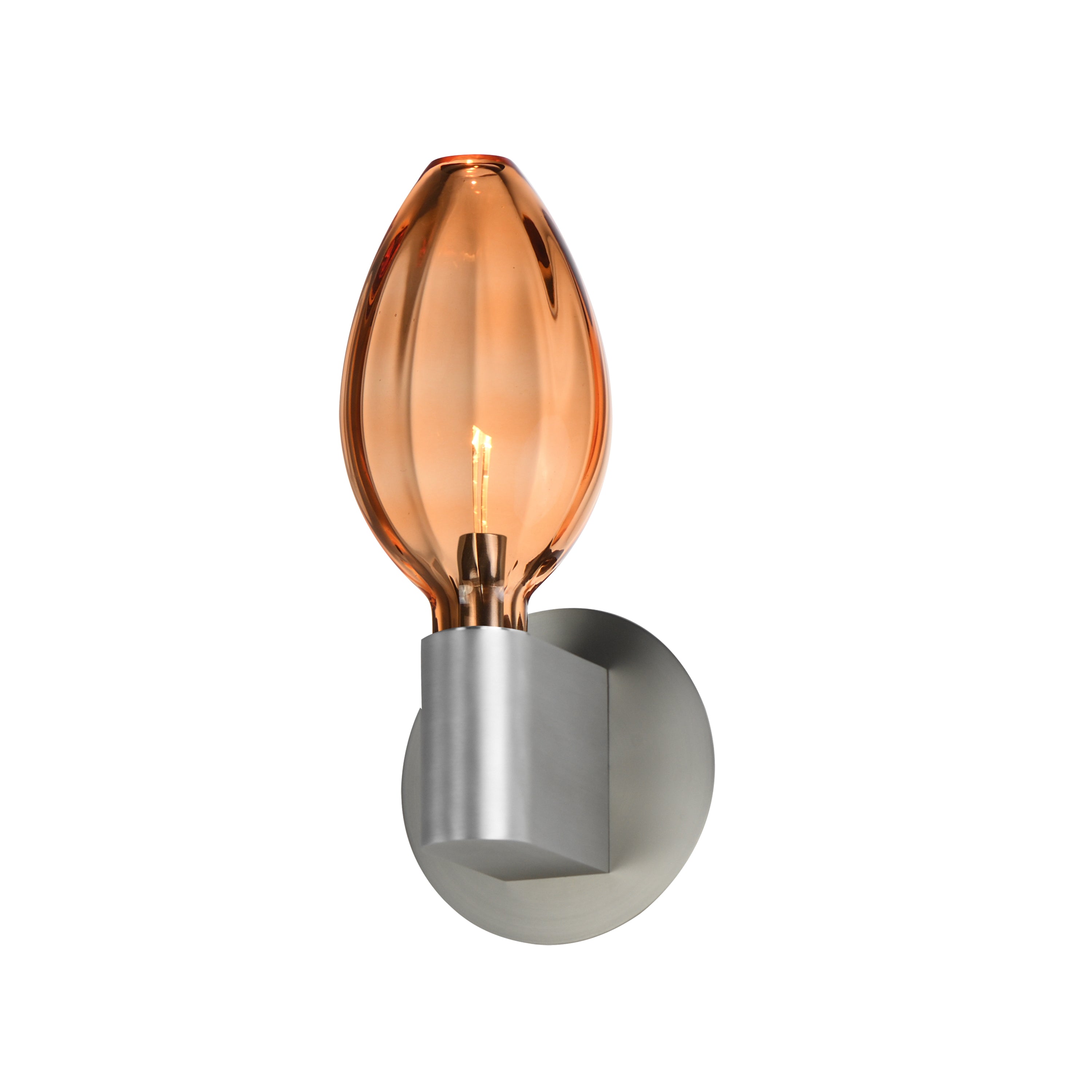 Studio M Lighting SM49325EMAL Ray Dance Olive Wall Sconce in Brushed Aluminum with Ember glass, front view on white background