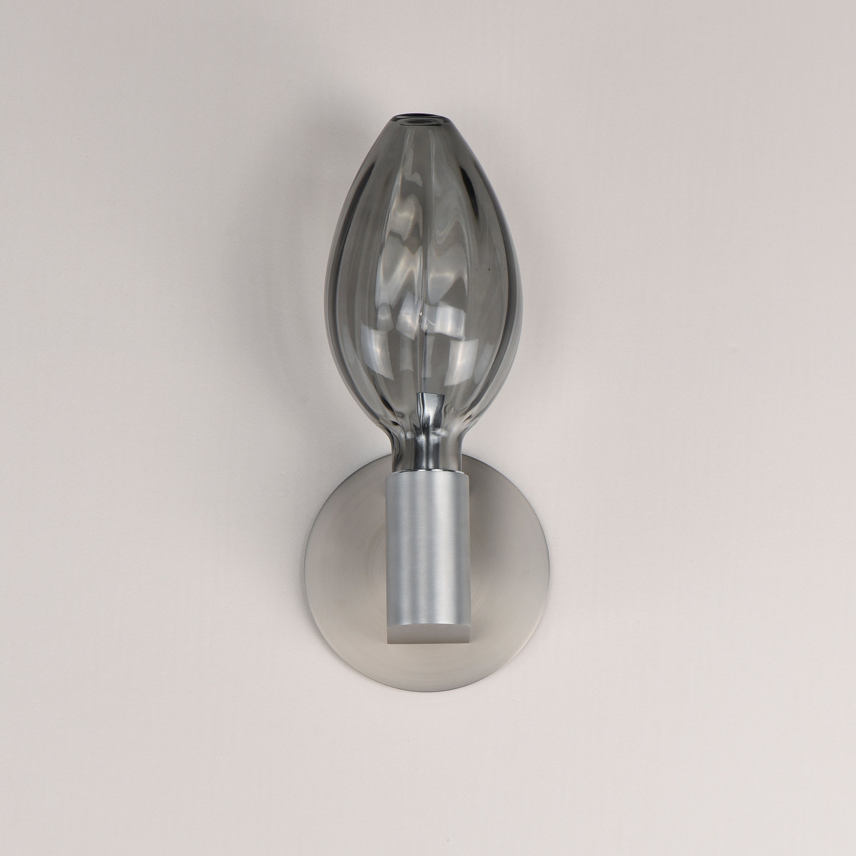 Studio M Lighting SM49325SMKAL Ray Dance Olive Wall Sconce in Brushed Aluminum with Mirror Smoke glass, side profile view