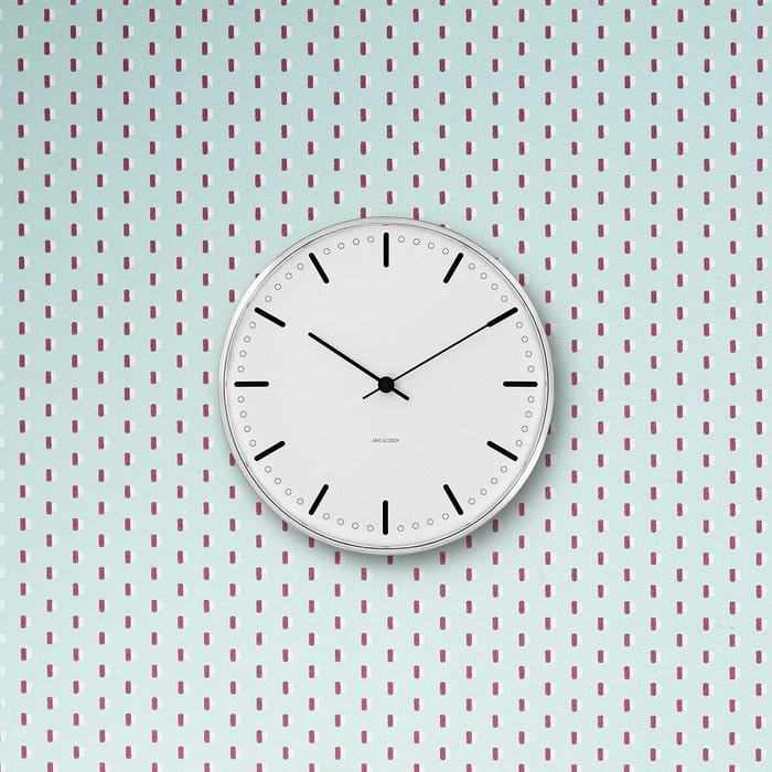Horloge murale Arne Jacobsen Clocks 43621 Hôtel de Ville, blanc/noir