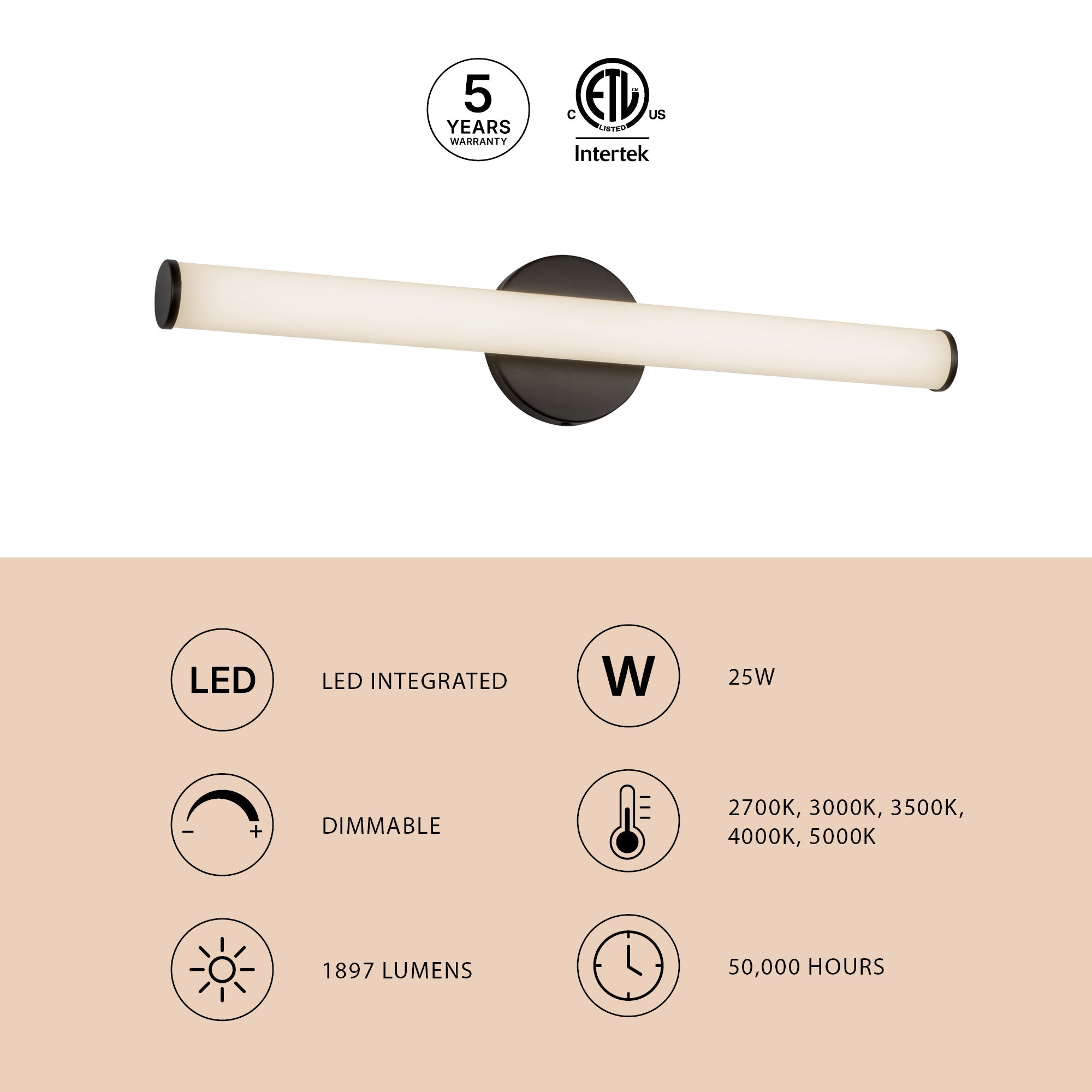 Applique murale et de salle de bain Tectra WS24-044A de Kuzco Lighting