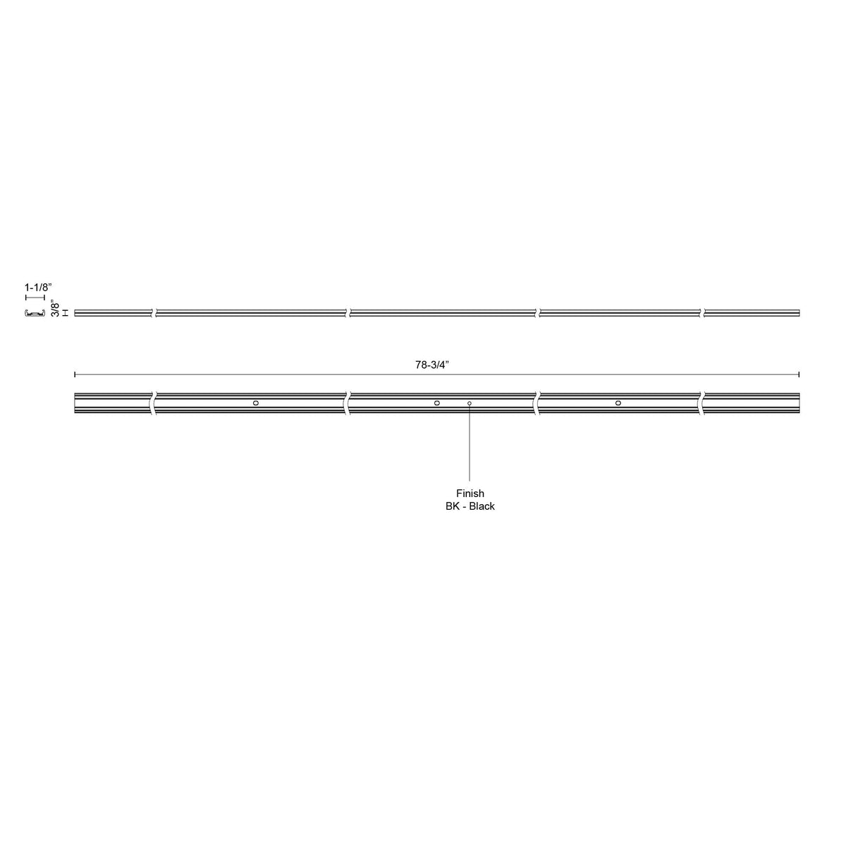 Kuzco Lighting TRT989200-BK Trilo Track Rail in Black
