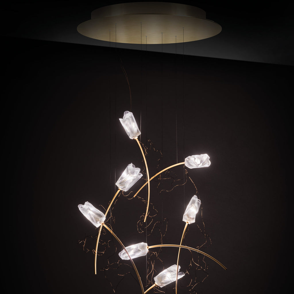 Suspension ronde Tulip 7 lumières Slamp TULSM00PRS03CLDRNCUS en Prisma