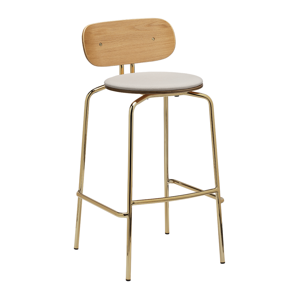 Umage 5918-1C719-02 Curious Bar Stool with Brass legs and White Sands cushion