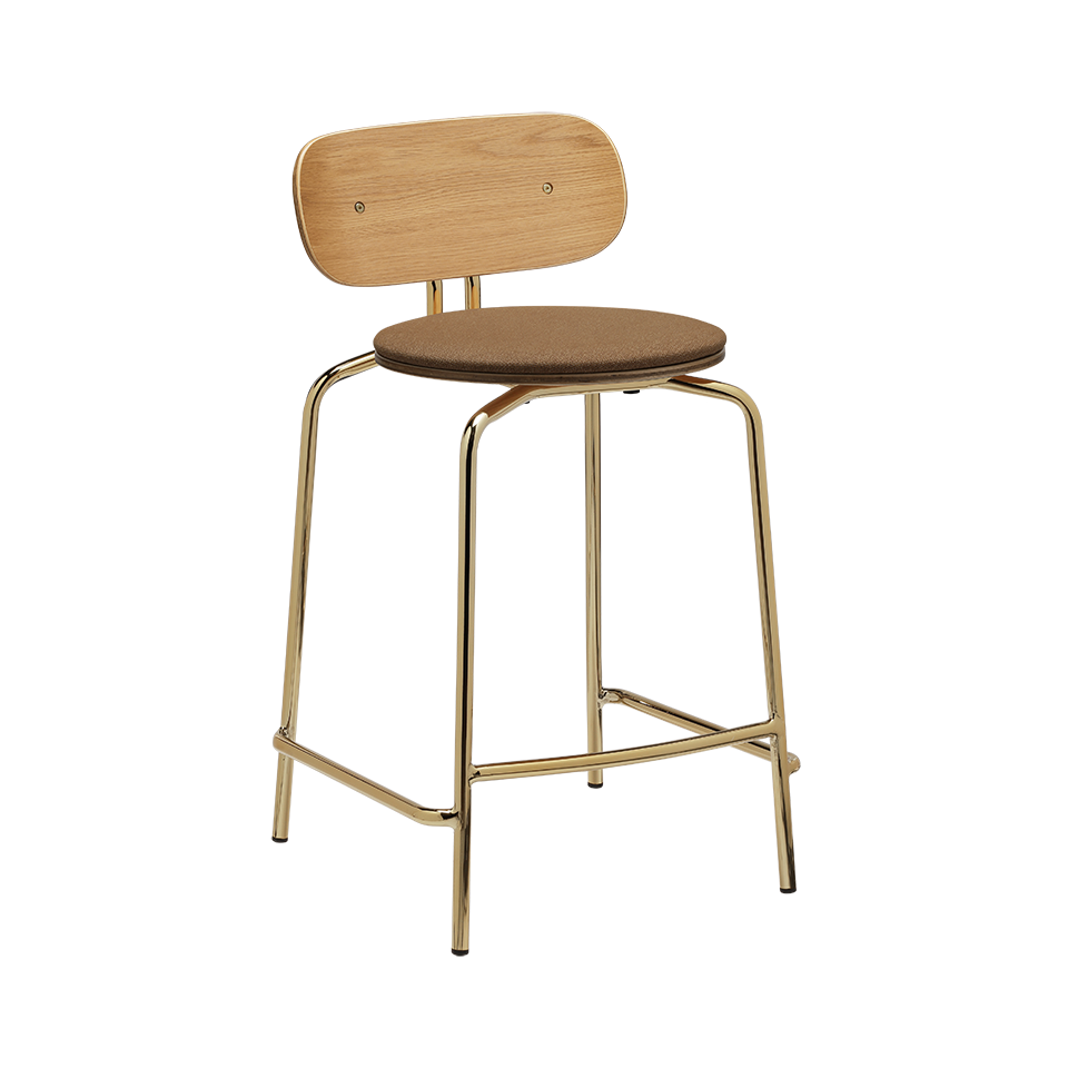 Umage 5919-1C719-01 Curious Counter Stool with Brass legs and Sugar Brown cushion