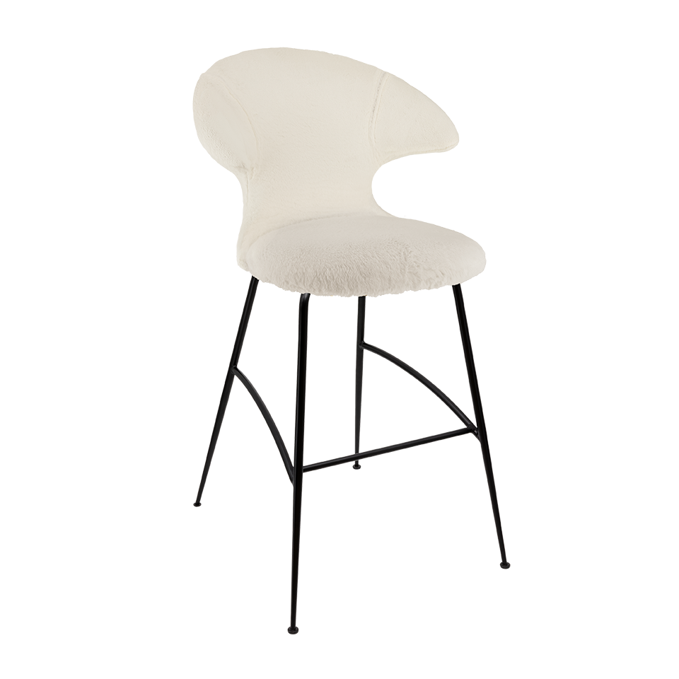 Tabouret de bar Time Flies Umage 590-18C5912-3, coloris Teddy blanc/noir