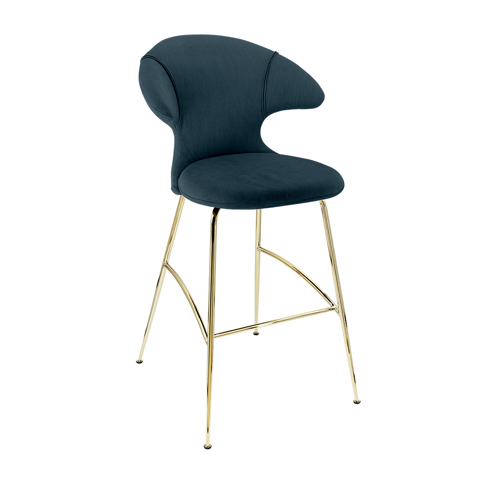 Tabouret de bar Time Flies Umage 590-15C5912-1, bleu ciel et laiton.