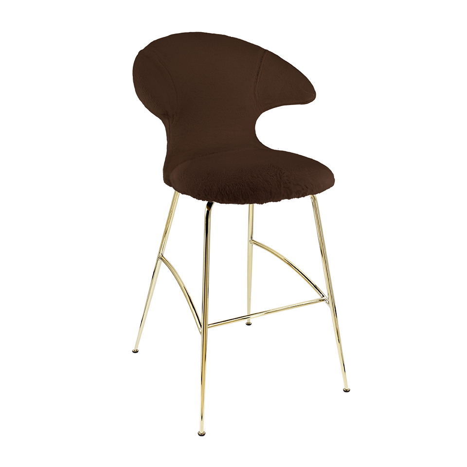 Tabouret de bar Time Flies Umage 590-19C5912-1, coloris Teddy Brown/Laiton