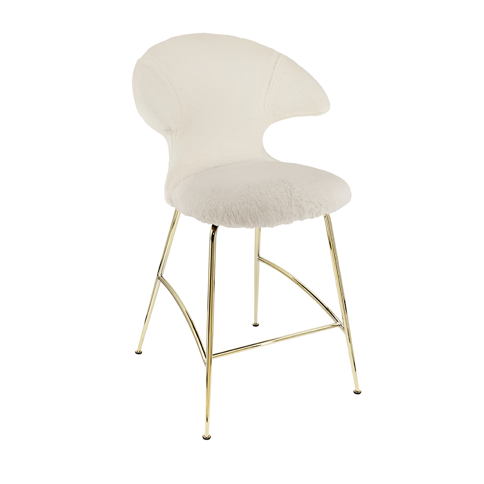 Umage 590-18C5913-1 Time Flies Counter Stool in Teddy White with Brass legs