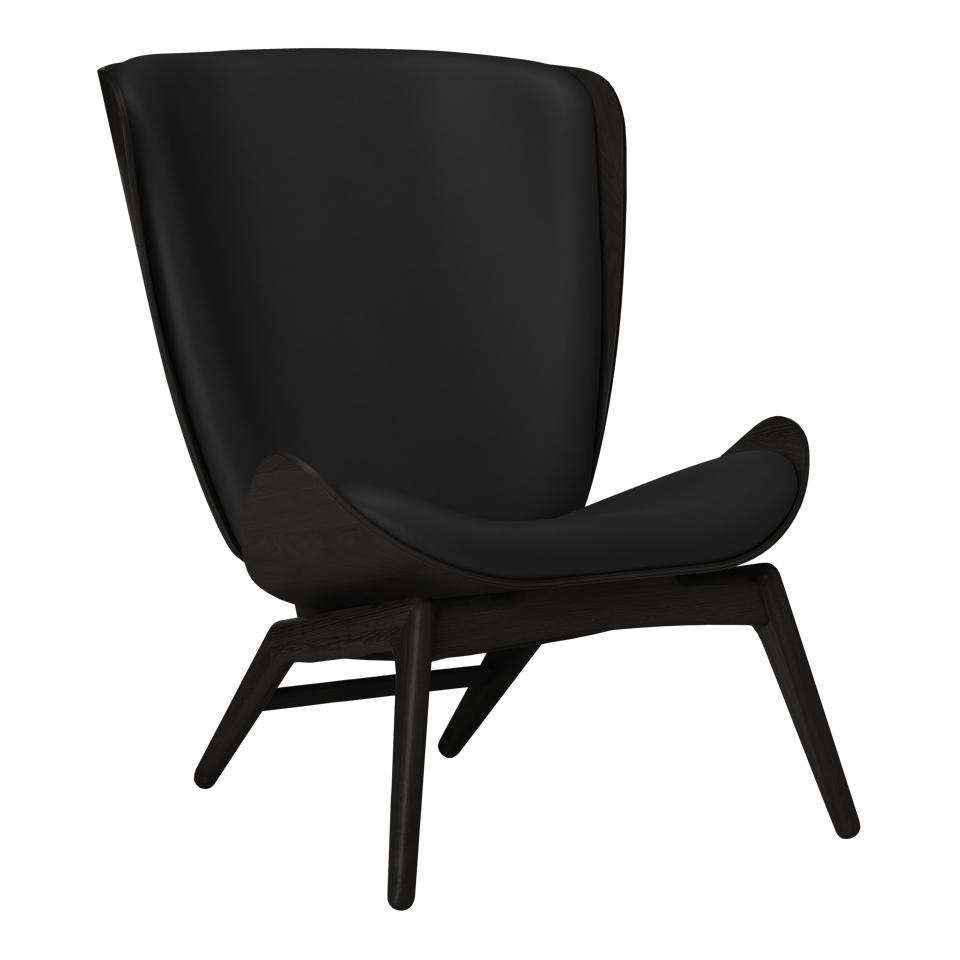 Umage 5103C5502-12 The Reader Wing Chair in Black Oak with Black Hope leather
