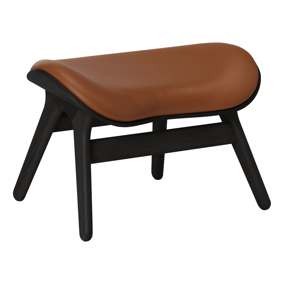 Umage 5105C5573-10 A Conversation Piece Ottoman in Black Oak with Cognac Hope leather
