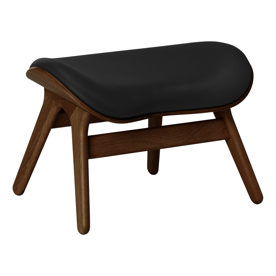 Umage 5873C5573-12 A Conversation Piece Ottoman in Dark Oak with Black Hope leather