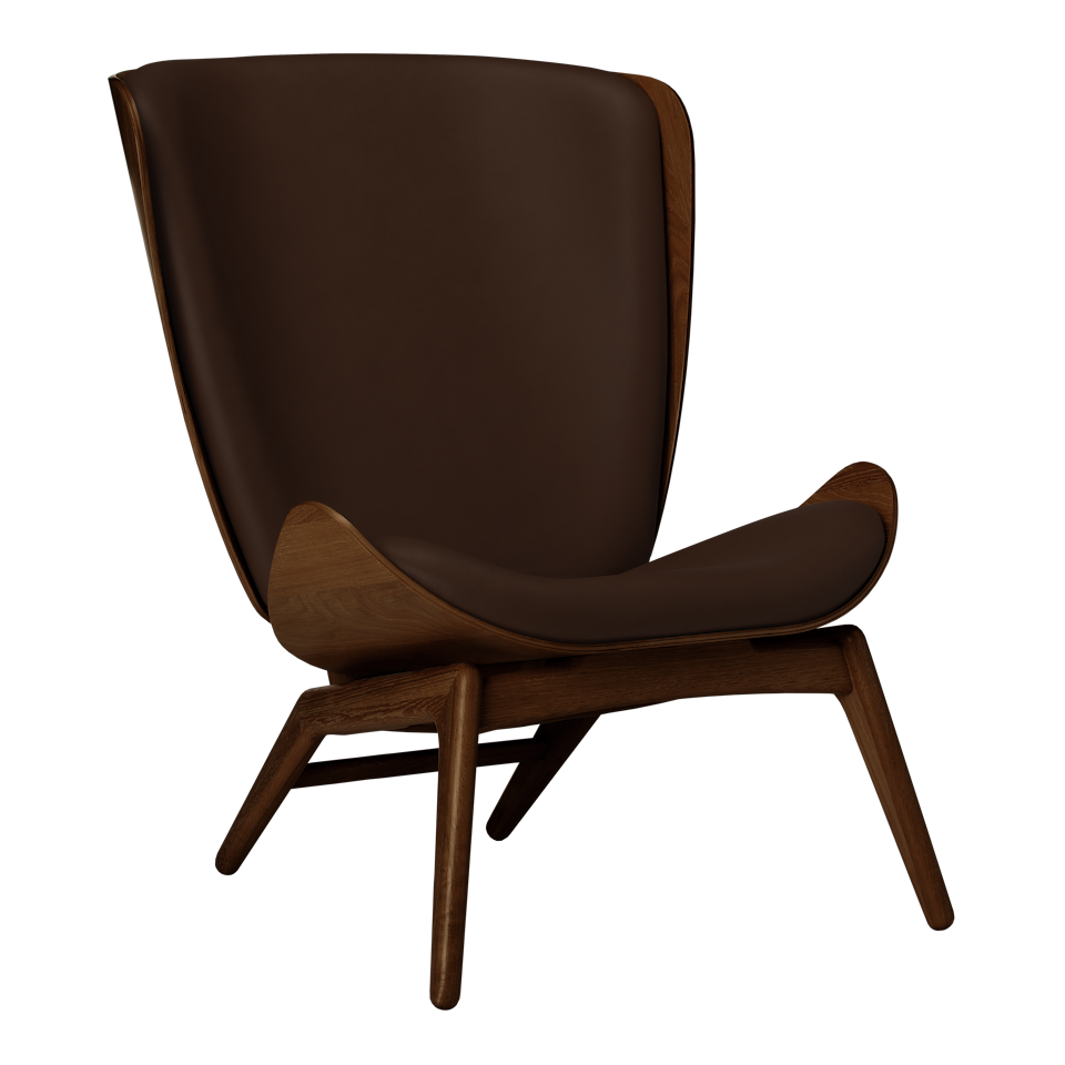 Umage 5701C5502-11 The Reader Wing Chair in Dark Oak with Brown Hope leather