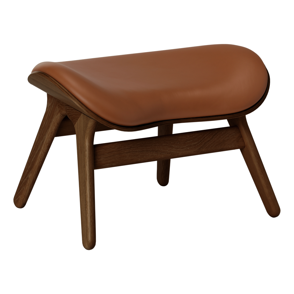 Umage 5873C5573-10 A Conversation Piece Ottoman in Dark Oak with Cognac Hope leather
