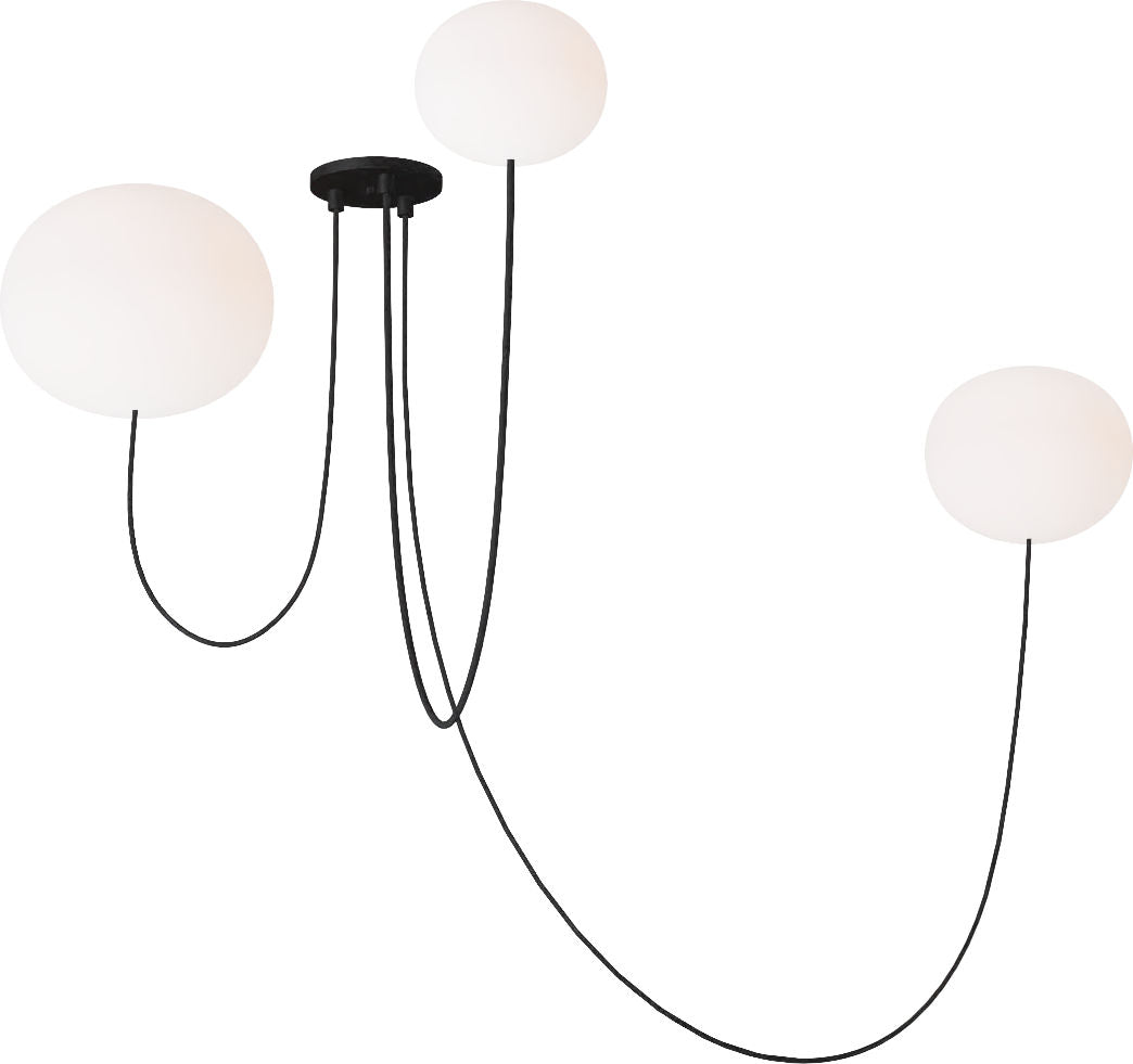 Collection moderne Visual Comfort - PBCH38027OPB - Luminaire Helium Array à 3 lampes Suspendu - Hélium - Noir mat