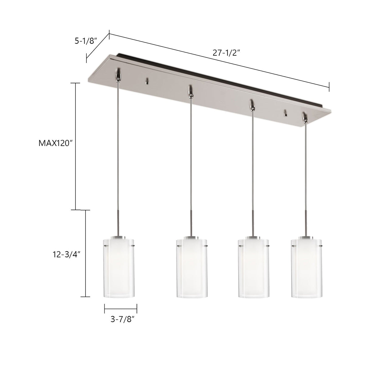 Kuzco Lighting MP41304BN-04 Verona LED Multi Suspension en nickel brossé