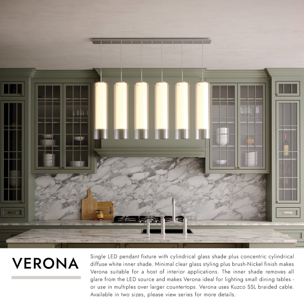 Kuzco Lighting MP41305BN-06 Verona LED Multi Suspension en nickel brossé