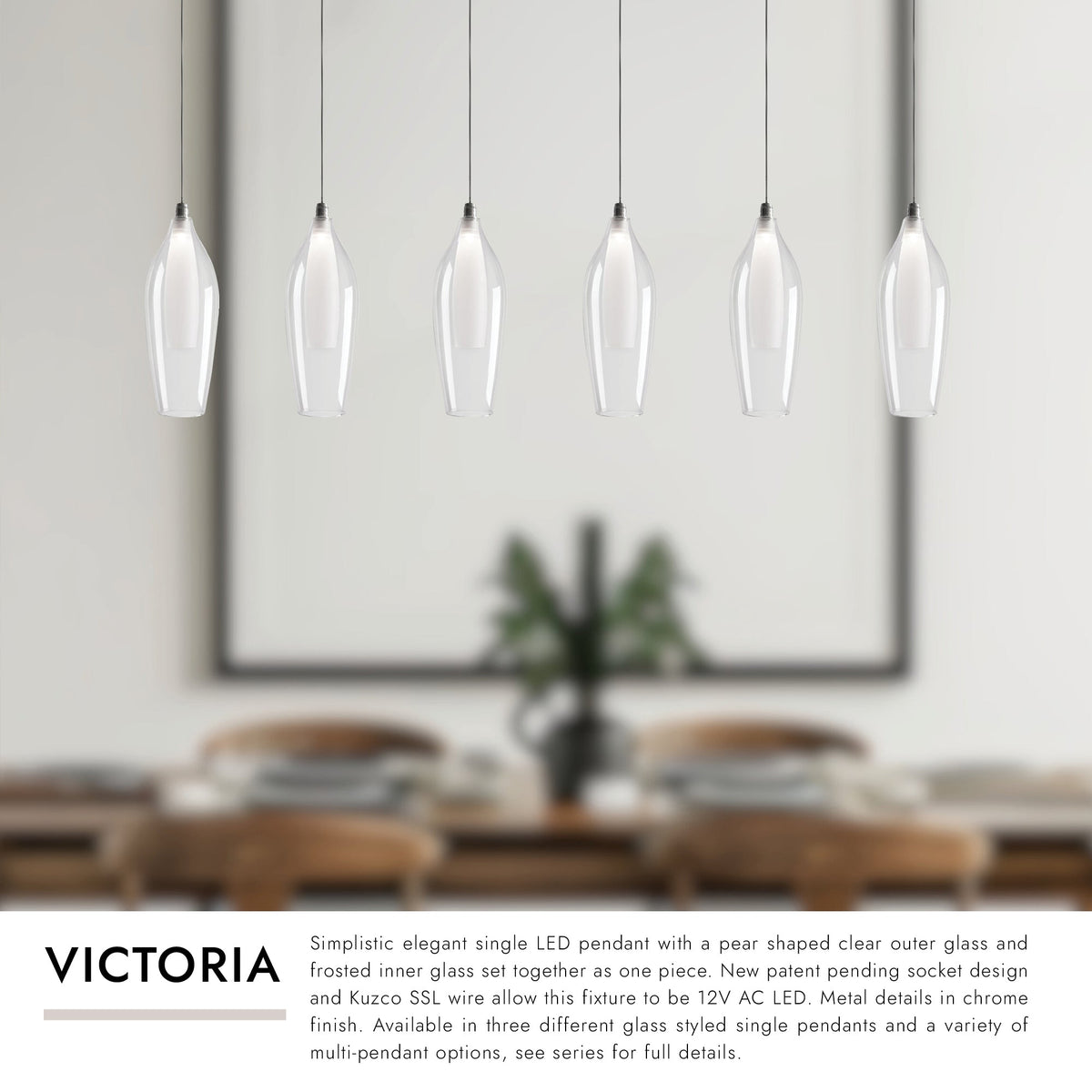 Kuzco Lighting MP3004CH-06 Victoria LED Linéaire Multi Suspension dans Chrome