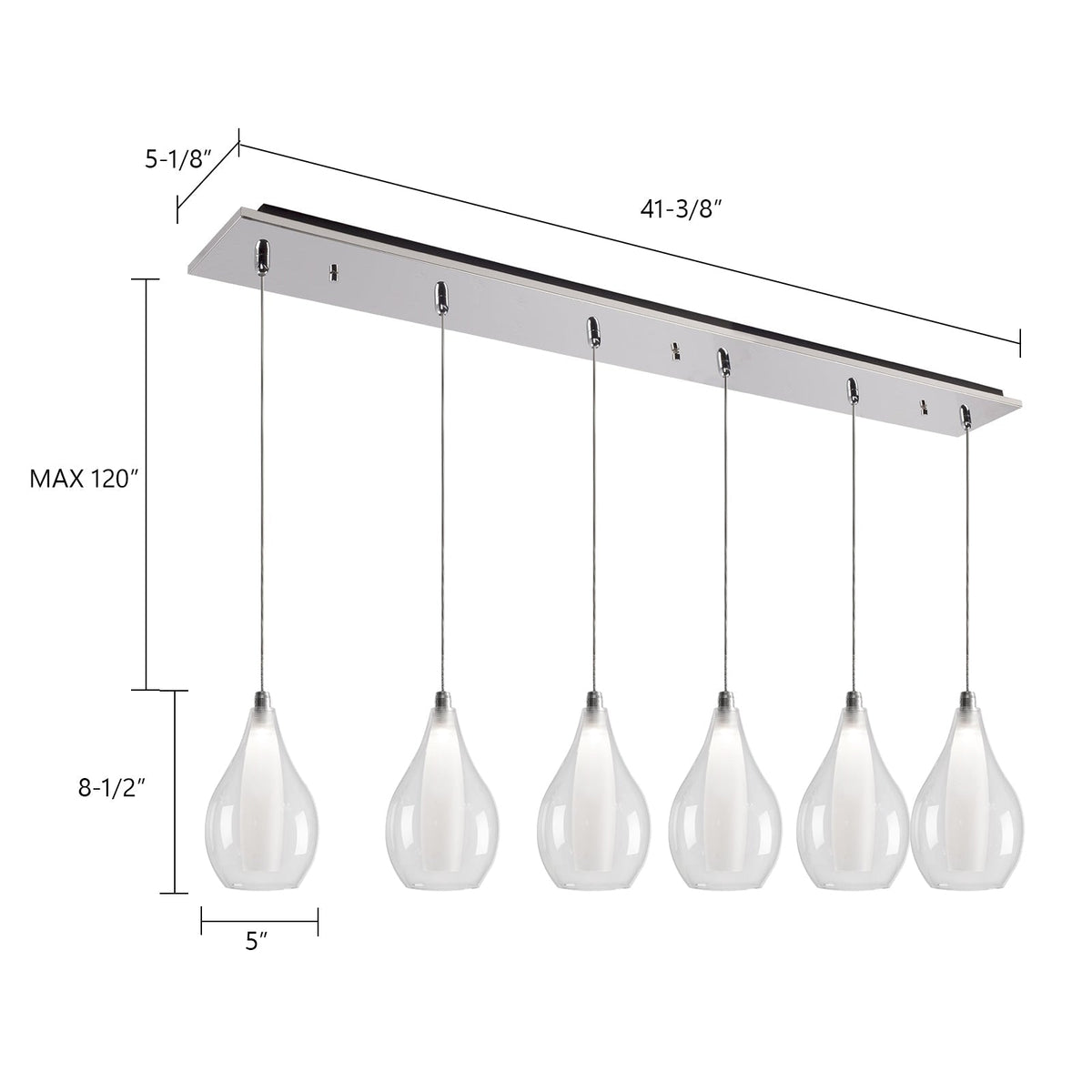 Kuzco Lighting MP3005CH-06 Victoria LED Linéaire Multi Suspension dans Chrome